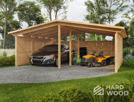 Деревянный навес для двух авто №117 - фото 949