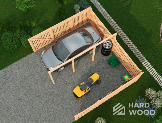 Деревянный навес для двух авто №117 - фото 950