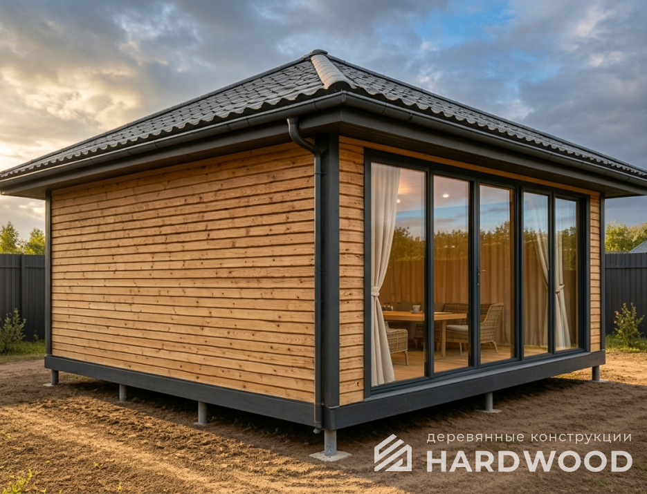 Деревянная беседка с 4-скатная №97 - фото 2273